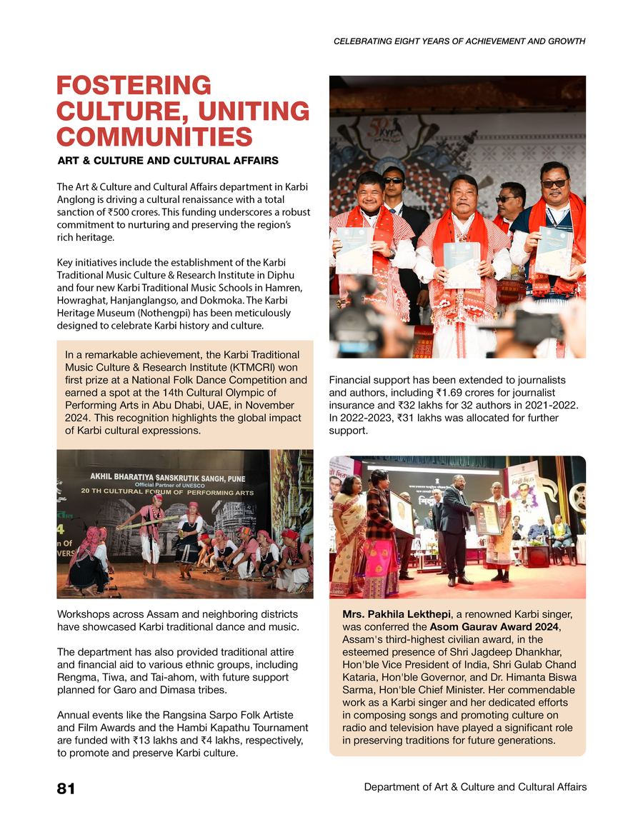 Culture and heritage initiatives from the progress record